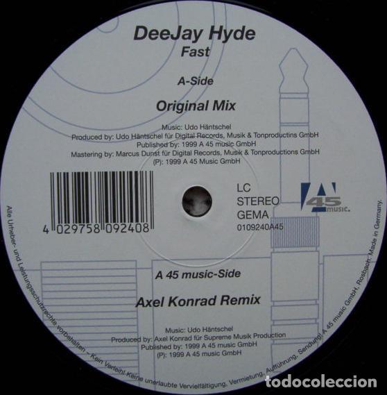 Discos de vinilo: Fast (12&rdquo; Maxi) - DeeJay Hyde - Foto 1