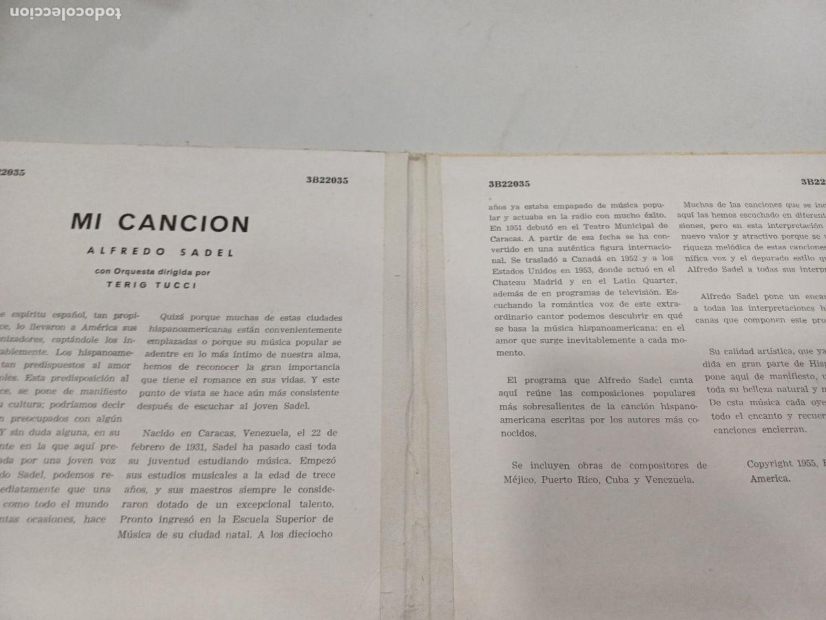 Discos de vinilo: ALFREDO SADEL/MI CANCION/SINGLE DOBLE. - Foto 2