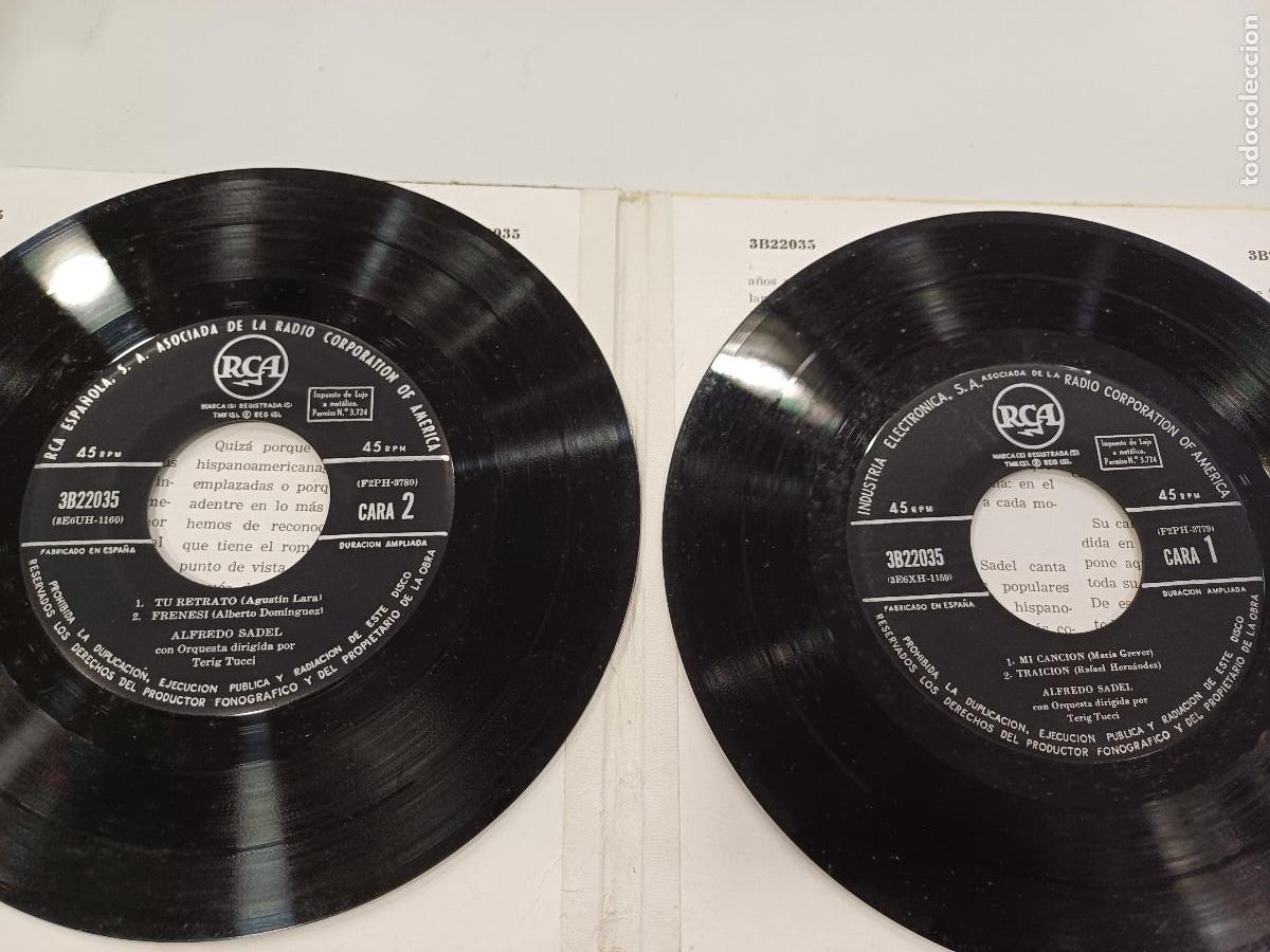 Discos de vinilo: ALFREDO SADEL/MI CANCION/SINGLE DOBLE. - Foto 3