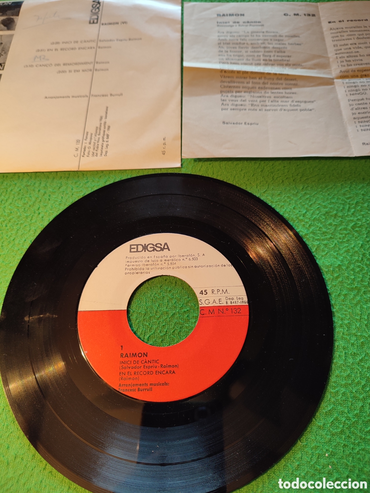 Discos de vinilo: Raimon - Inici de cantic + 3 - Foto 2