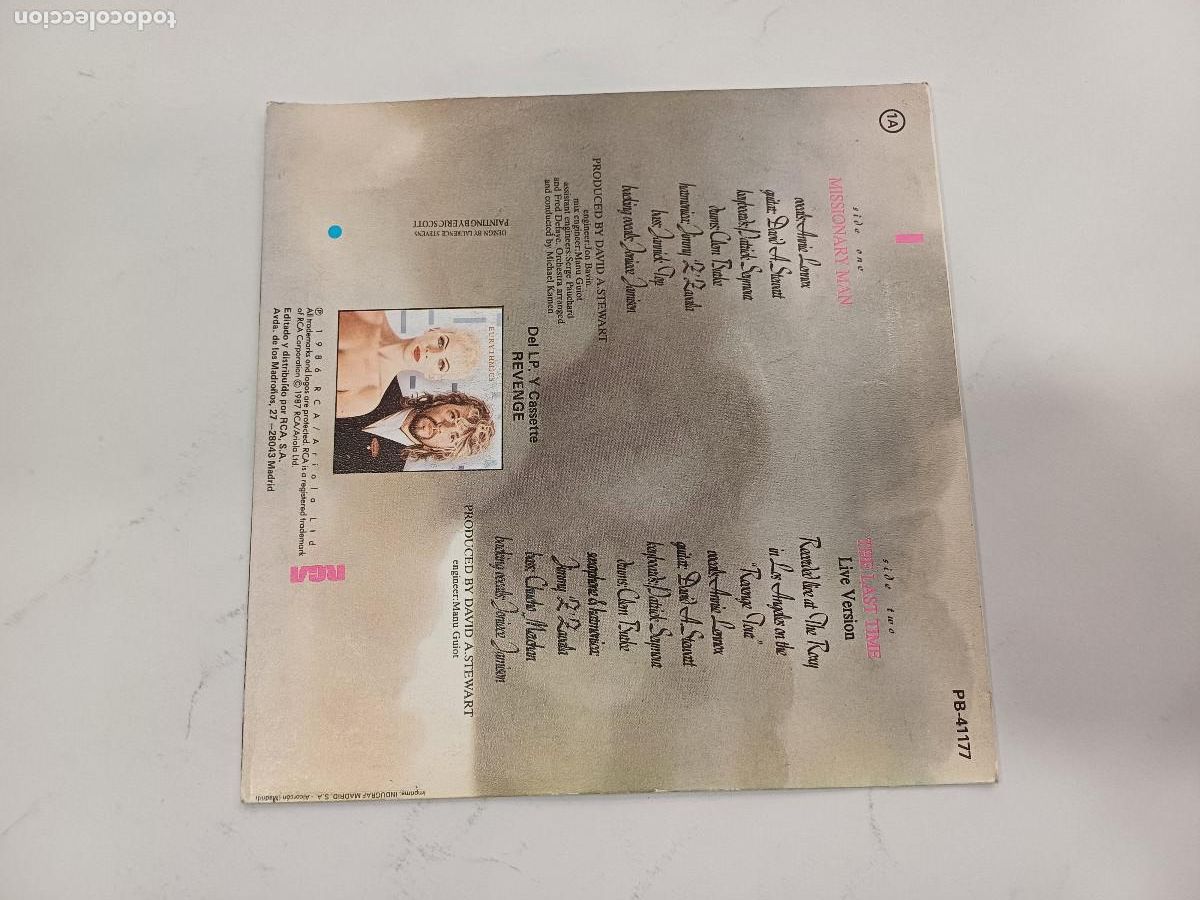Discos de vinilo: EURYTHMICS/MISSIONARY MAN/SINGLE. - Foto 3