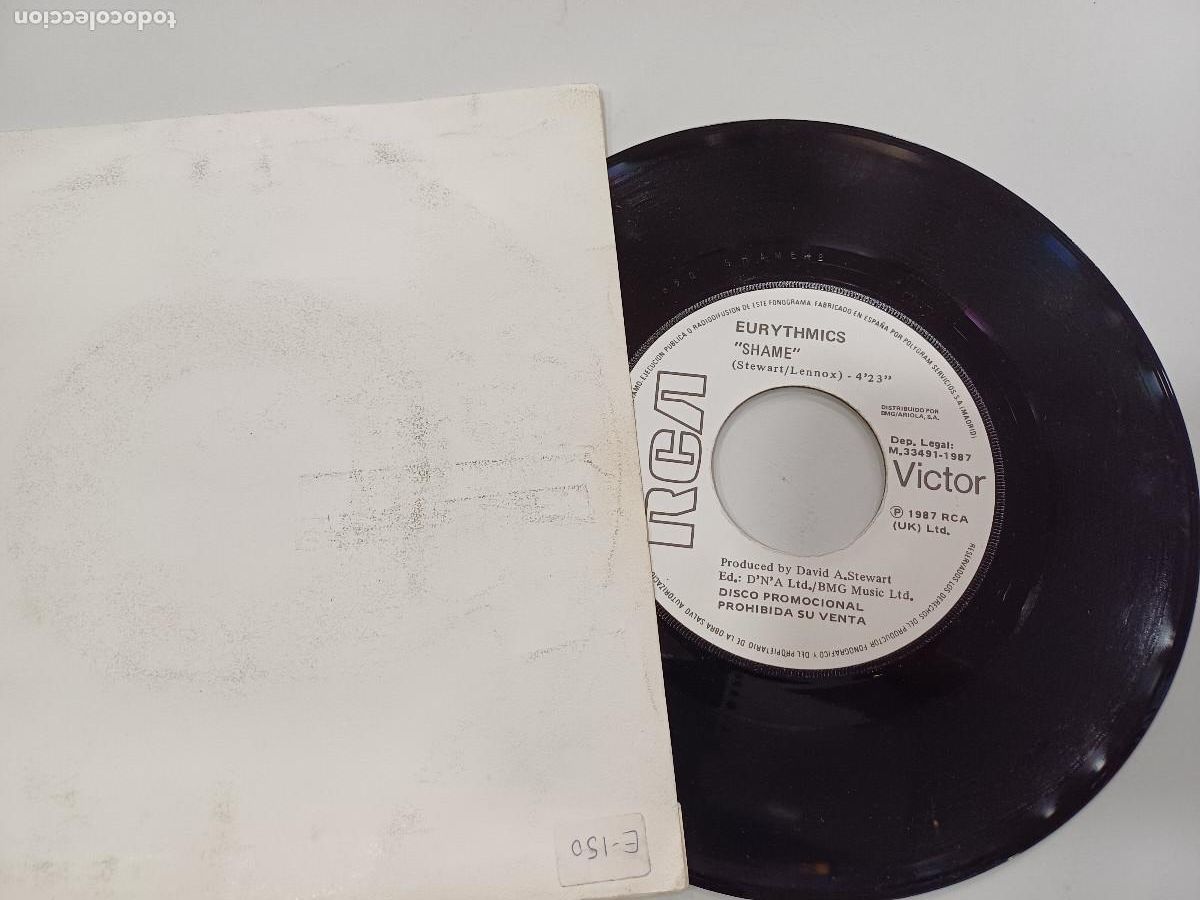 Discos de vinilo: EURYTHMICS/SHAME/SINGLE PROMOCIONAL. - Foto 1
