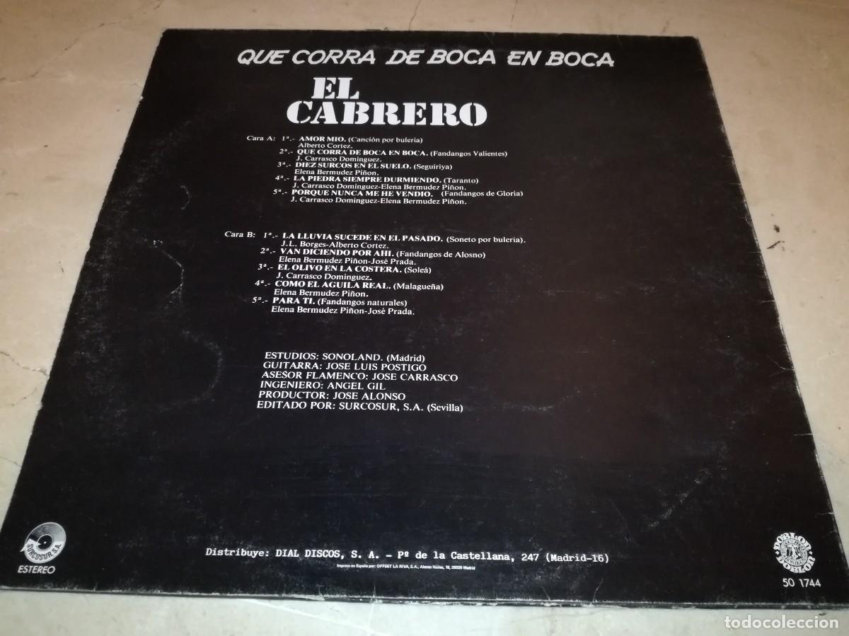 Discos de vinilo: EL CABRERO-QUE CORRA DE BOCA EN BOCA-ORIGINAL 1983 - Foto 2
