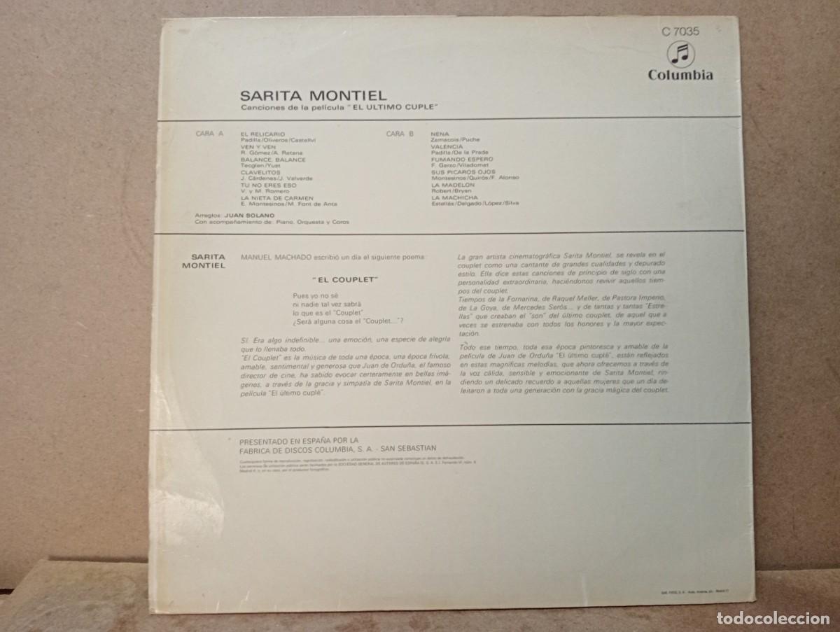 Discos de vinilo: Sara Montiel de la pelicula &rdquo; El ultimo Cuple &rdquo; - Foto 2