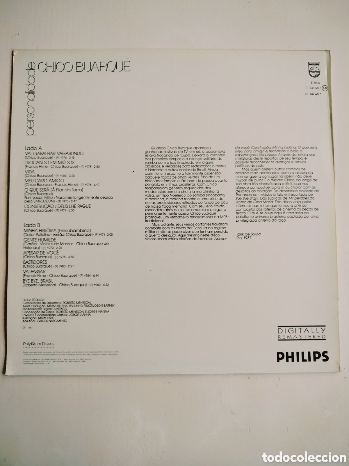 Discos de vinilo: LP Chico Buarque 1988 - Foto 2