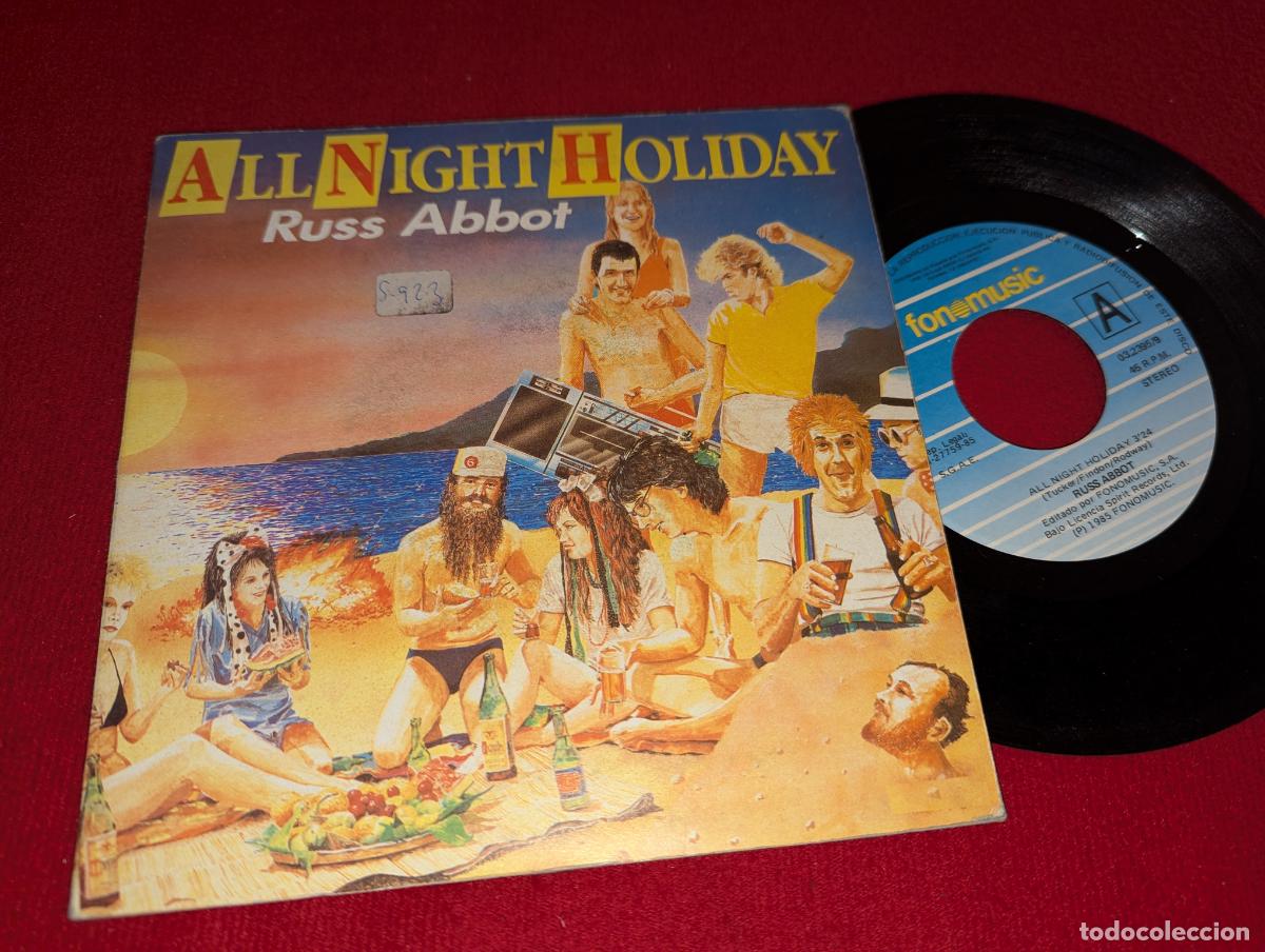 Vinyl records: RUSS ABBOT All night holiday/An ode to a spouse 7'' SINGLE 1985 Fonomusic ESPA&Ntilde;A SPAIN