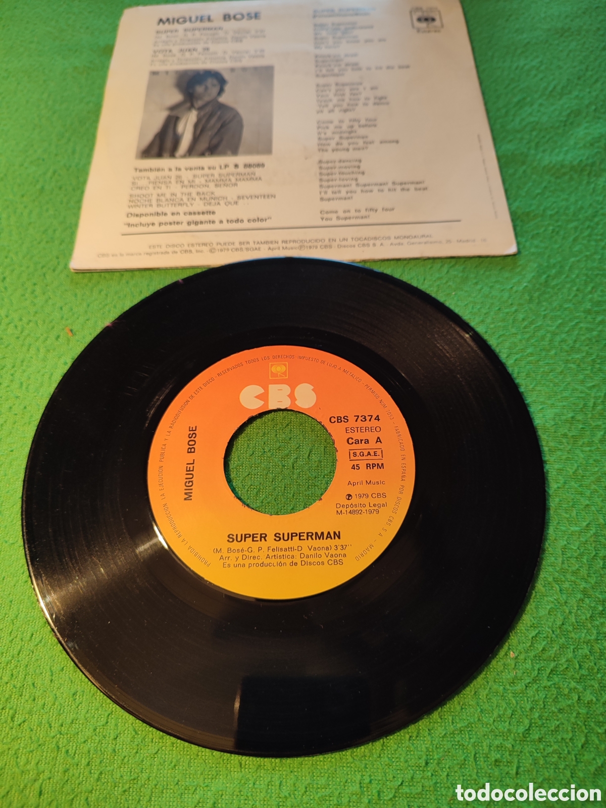 Discos de vinilo: Miguel Bos&eacute; - Super Superman Vinilo Single - Foto 2