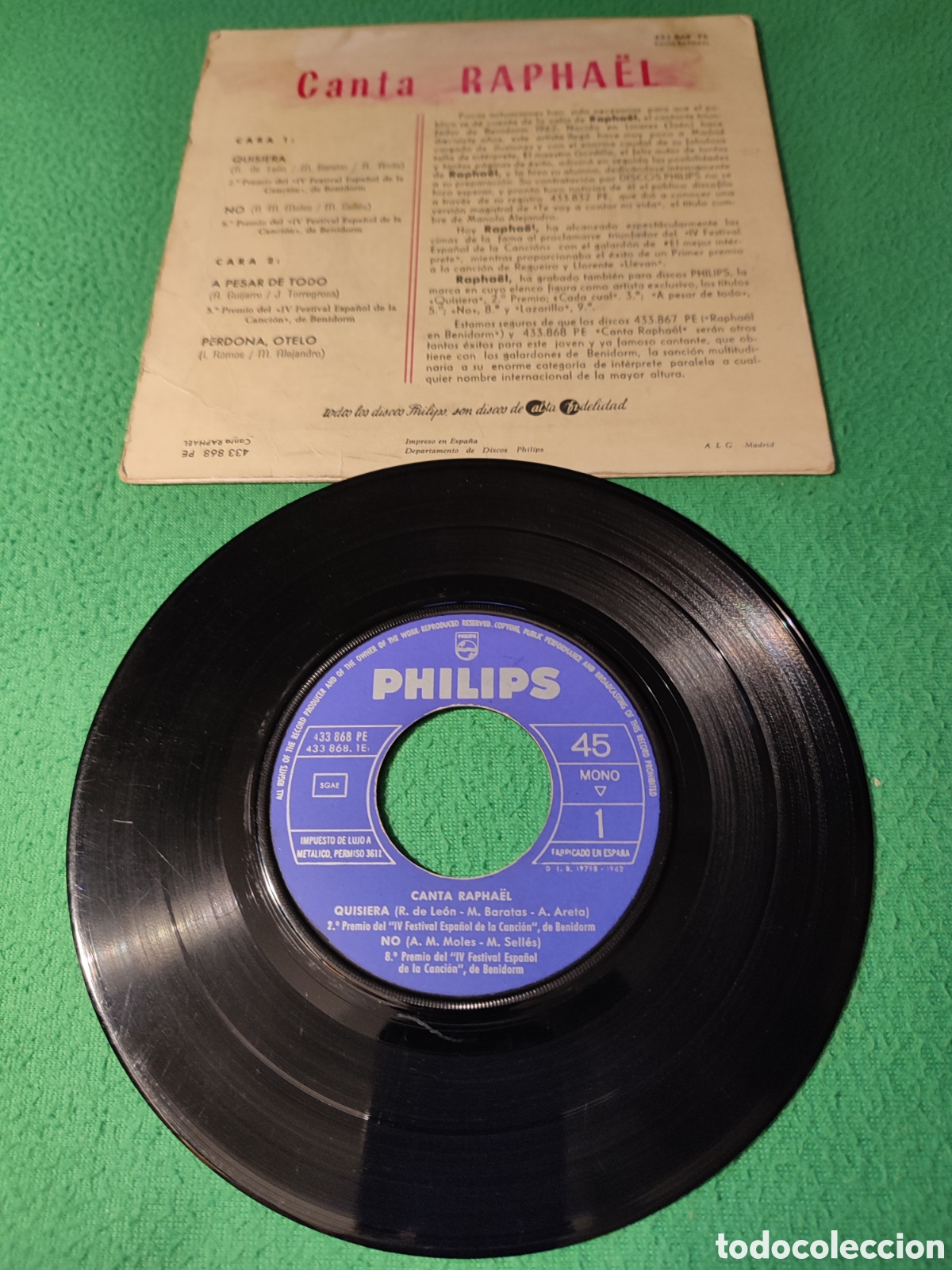 Discos de vinilo: Raphael - Quisiera + 3 EP Vinilo - Foto 2