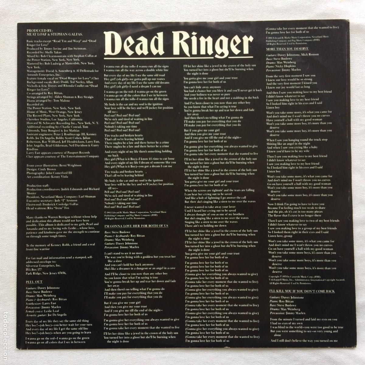Discos de vinilo: Meat Loaf &lrm;&ndash; Dead Ringer Canada 1981 Epic - Foto 3