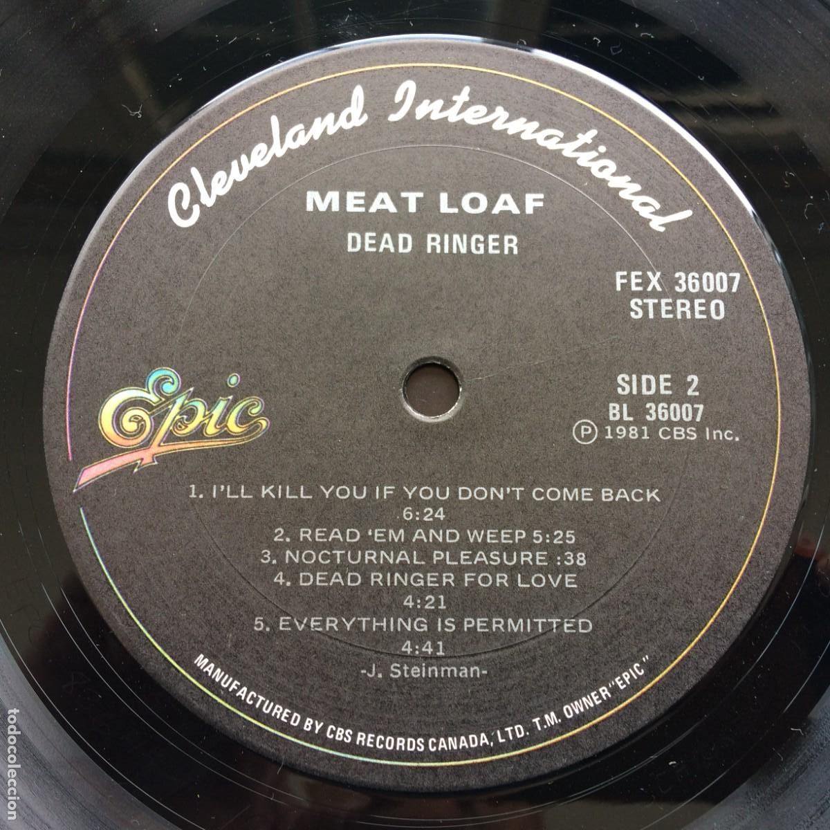 Discos de vinilo: Meat Loaf &lrm;&ndash; Dead Ringer Canada 1981 Epic - Foto 5