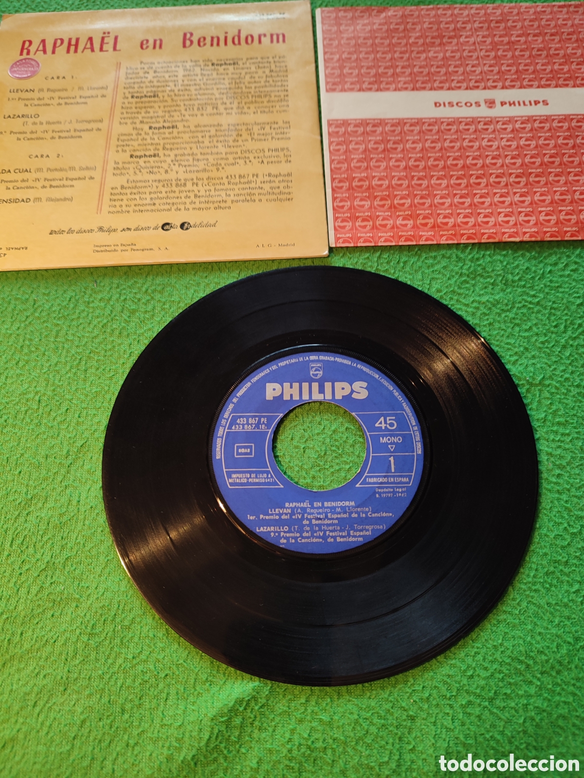Discos de vinilo: Raphael - Llevan + Ep 3 Primer premio Benidorm - Foto 2