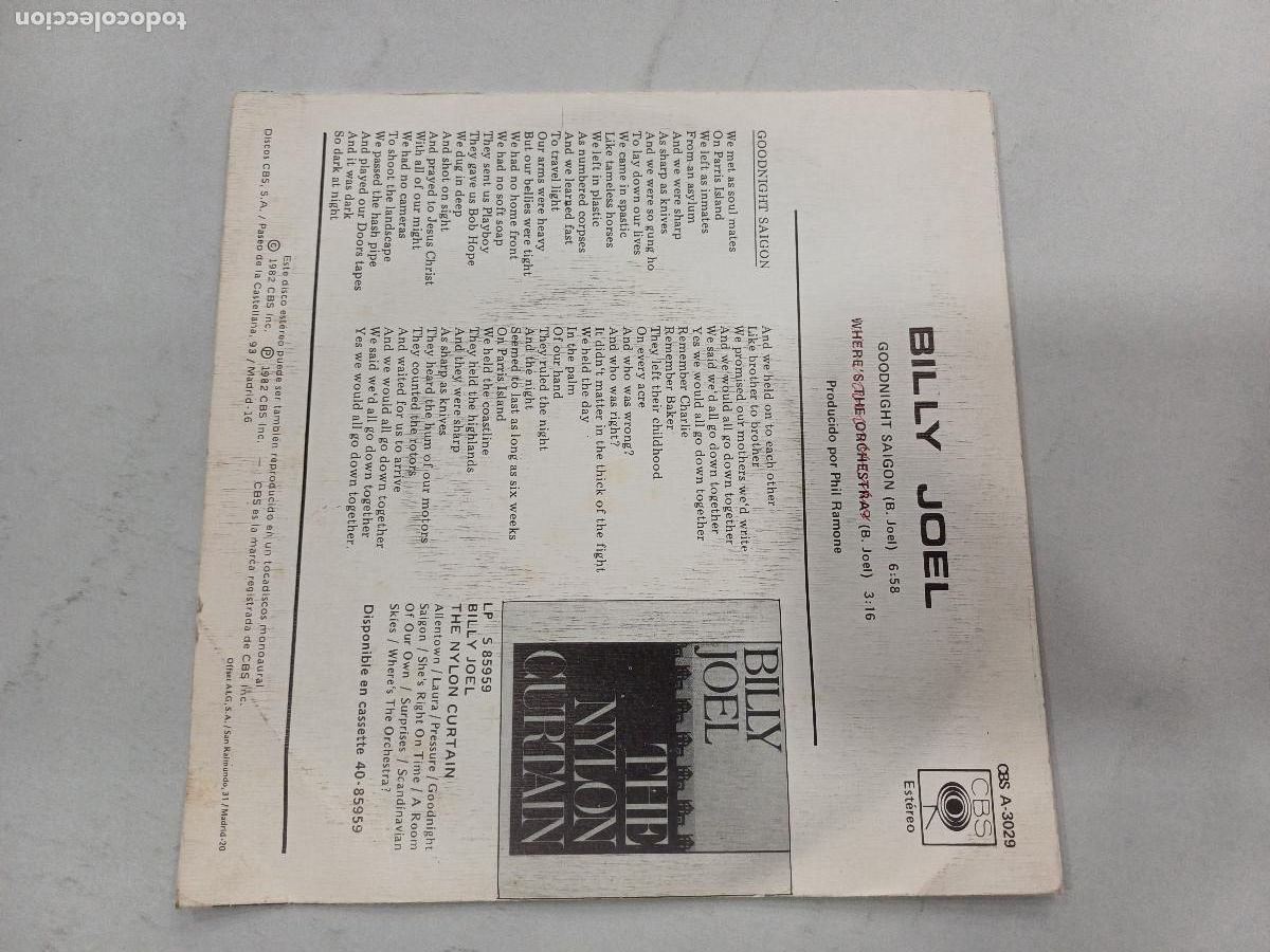 Discos de vinilo: BILLY JOEL/GOODNIGHT SAIGON/SINGLE PROMOCIONAL. - Foto 3