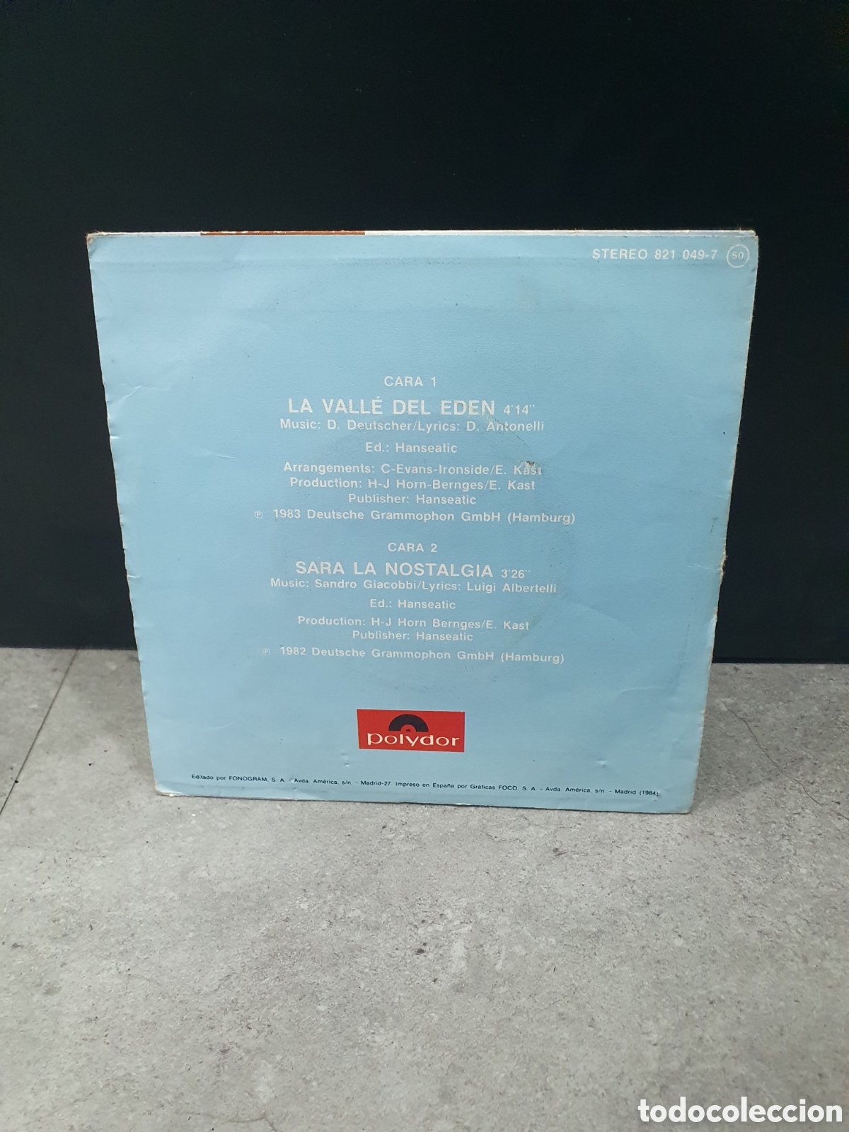 Discos de vinilo: Single. Nino de Angelo. El valle del ed&eacute;n. (D) - Foto 2
