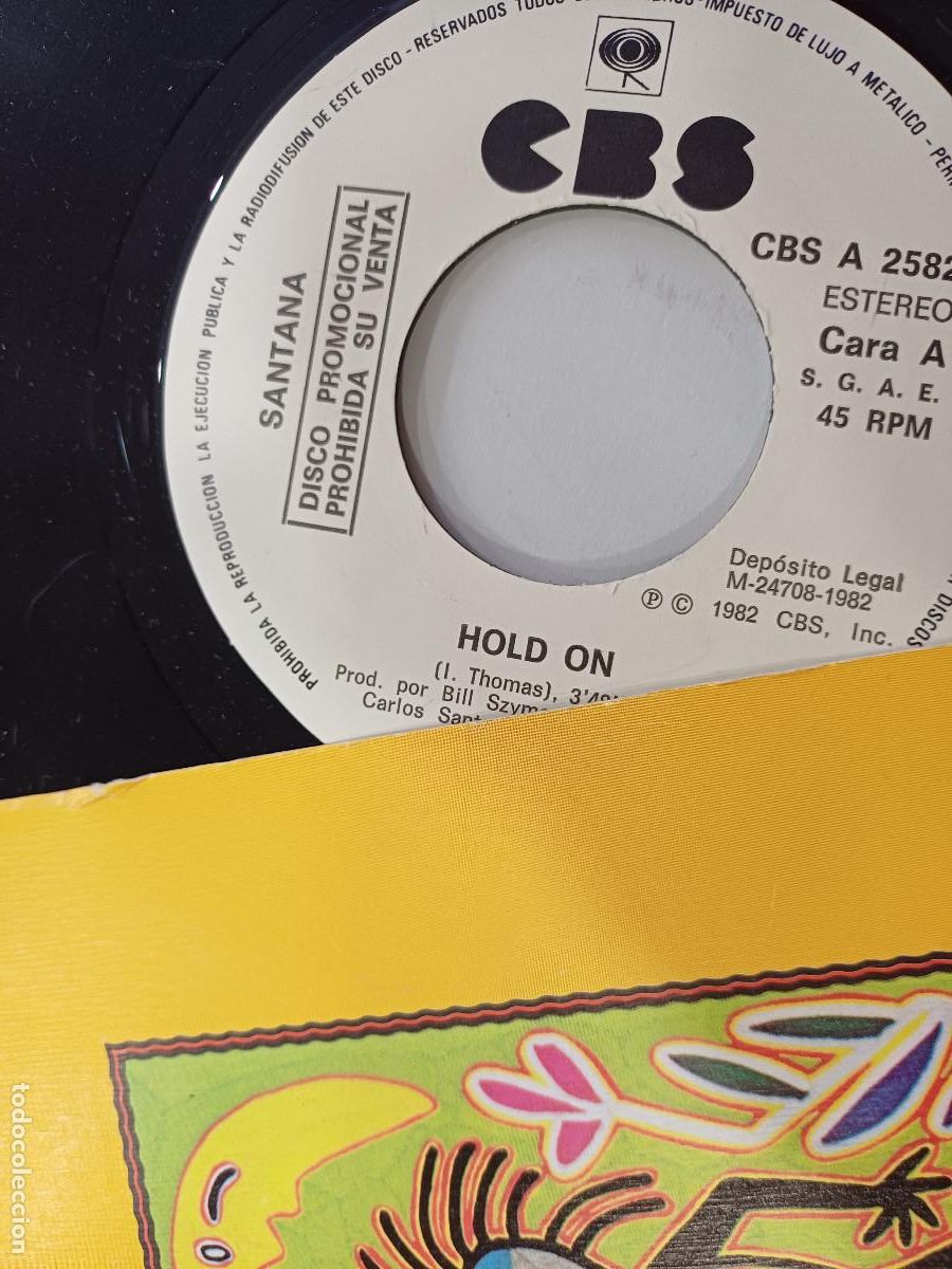 Discos de vinilo: SANTANA/HOLD ON/SINGLE. - Foto 2