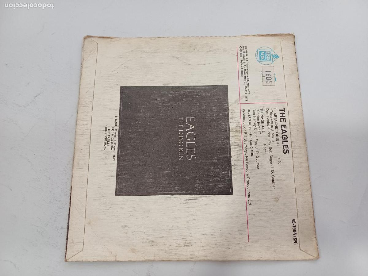 Discos de vinilo: EAGLES/HEARTACHE TONIGHT/SINGLE. - Foto 3