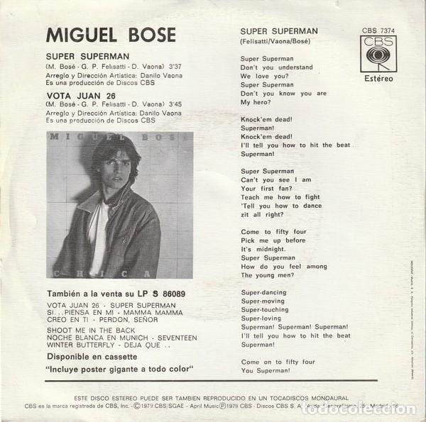 Discos de vinilo: SUPER, SUPERMAN / VOTA JUAN 26 (SINGLE VINILO) - Foto 2