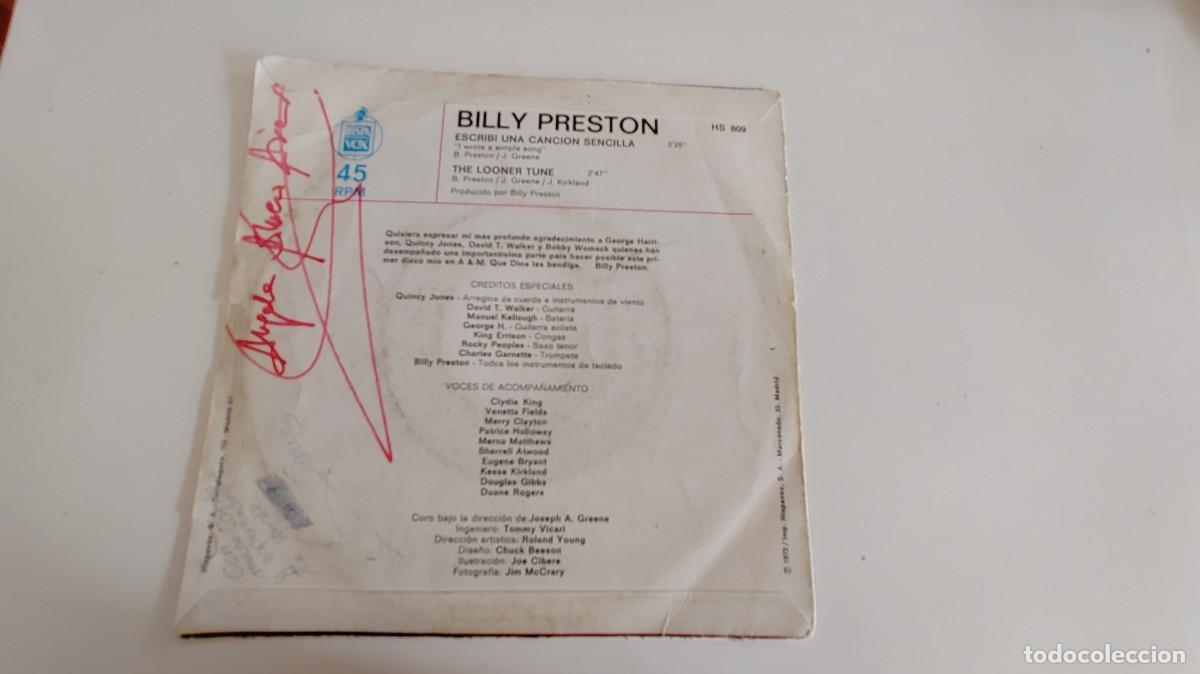 Discos de vinilo: BILLY PRESTON-SINGLE ESCRIBI UNA CANCION SENCILLA - Foto 2