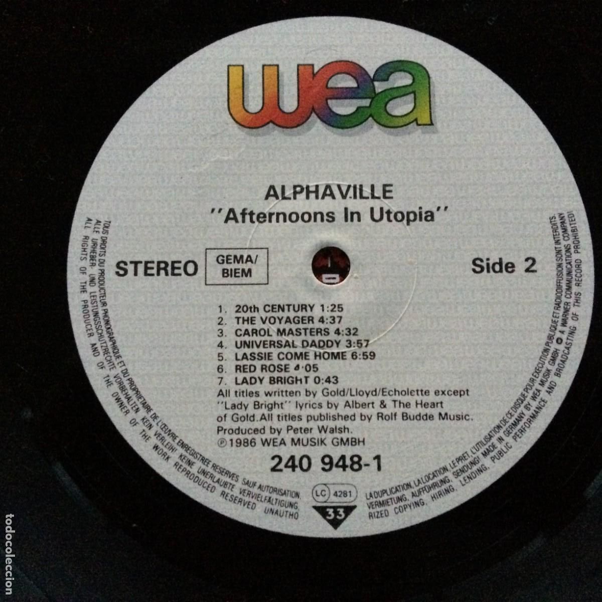 Discos de vinilo: Alphaville &ndash; Afternoons In Utopia Germany 1986 WEA - Foto 6