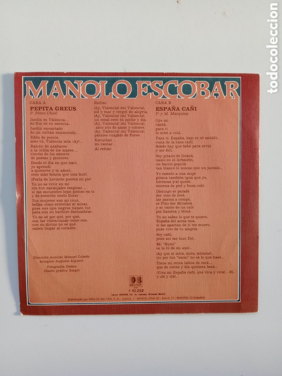 Discos de vinilo: Manolo Escobar. Espa&ntilde;a ca&ntilde;i - Foto 2