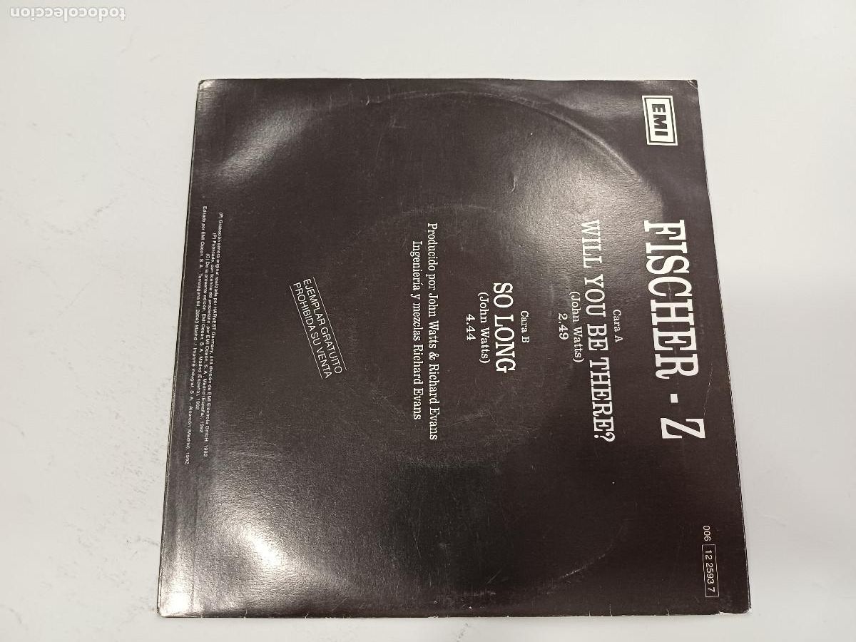 Discos de vinilo: FISCHER Z/WILL YOU BE THERE/SINGLE. - Foto 3