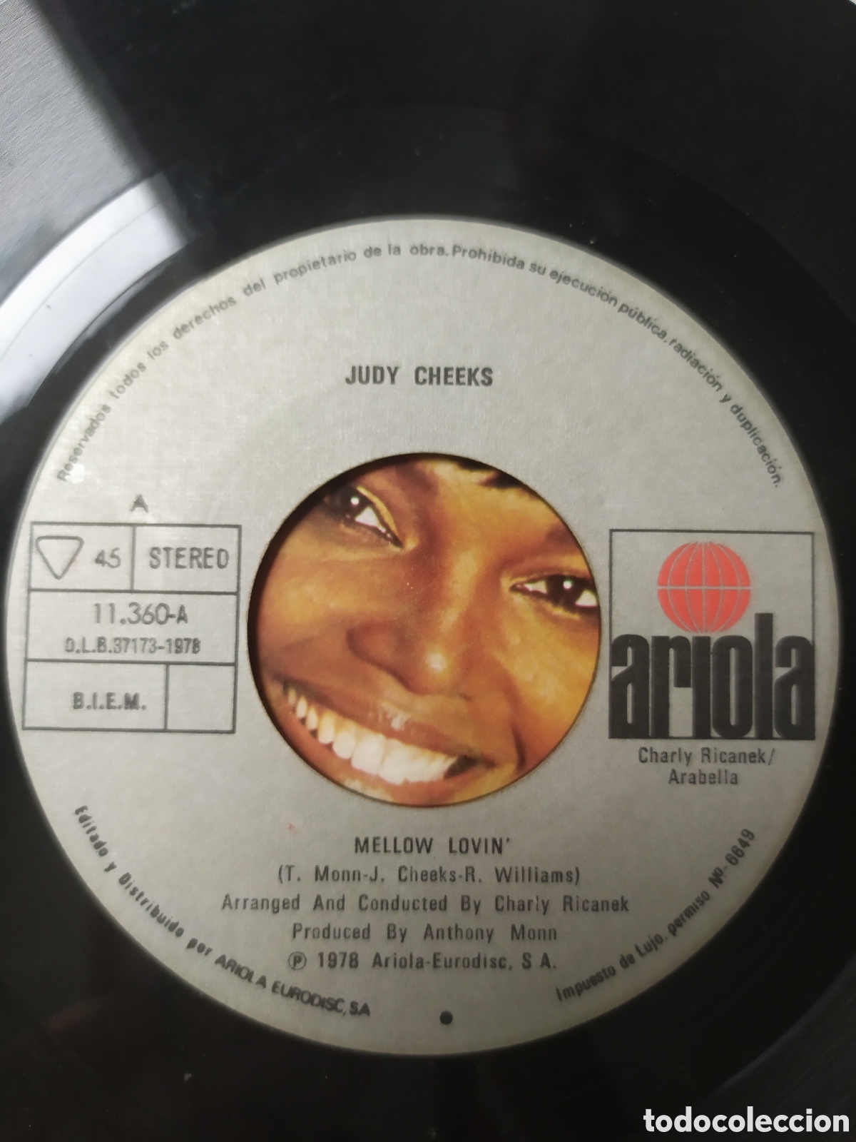 Discos de vinilo: Single Judy Cheeks. Mellow lovin / Darling thats me - Foto 3