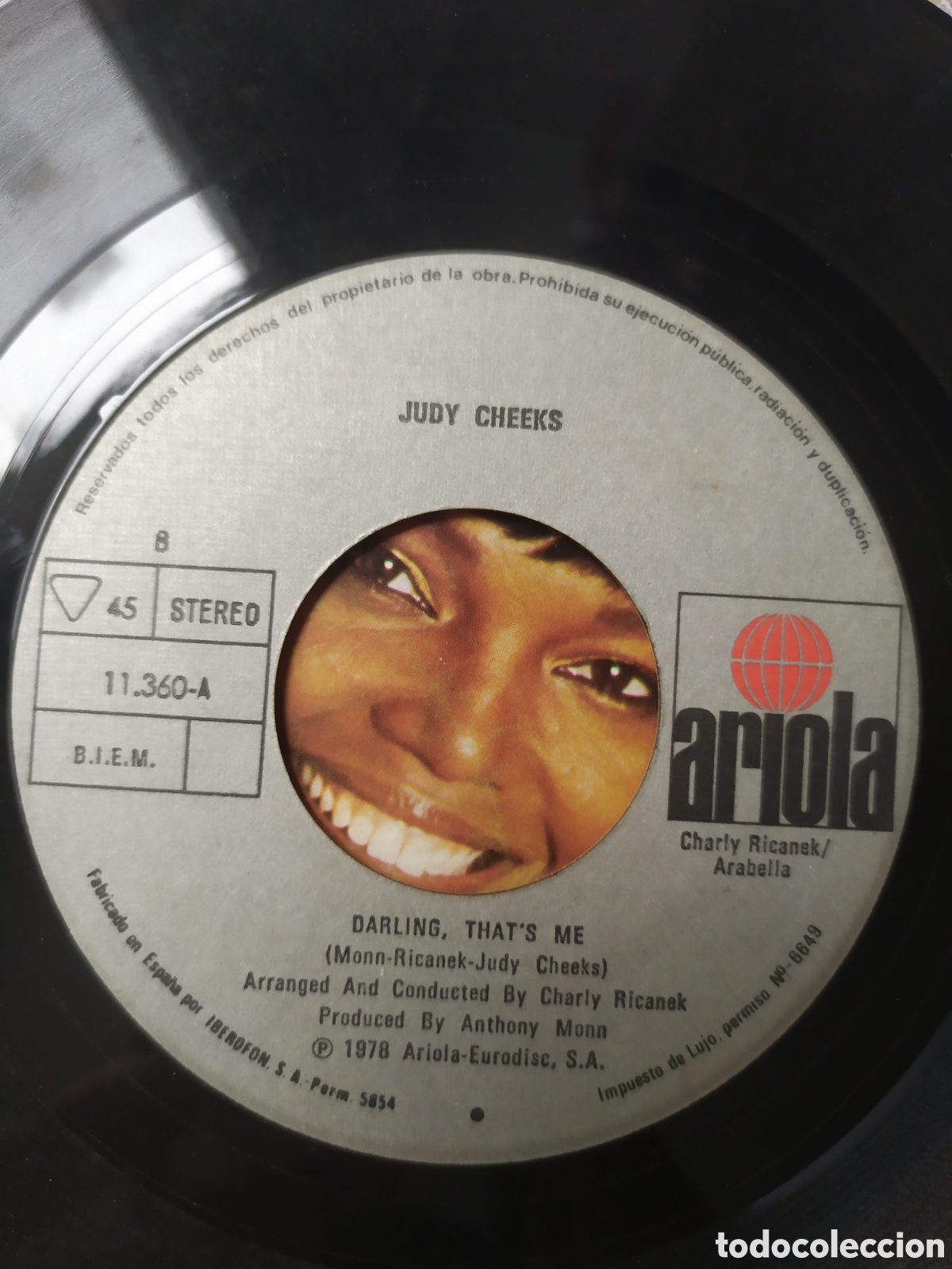 Discos de vinilo: Single Judy Cheeks. Mellow lovin / Darling thats me - Foto 4
