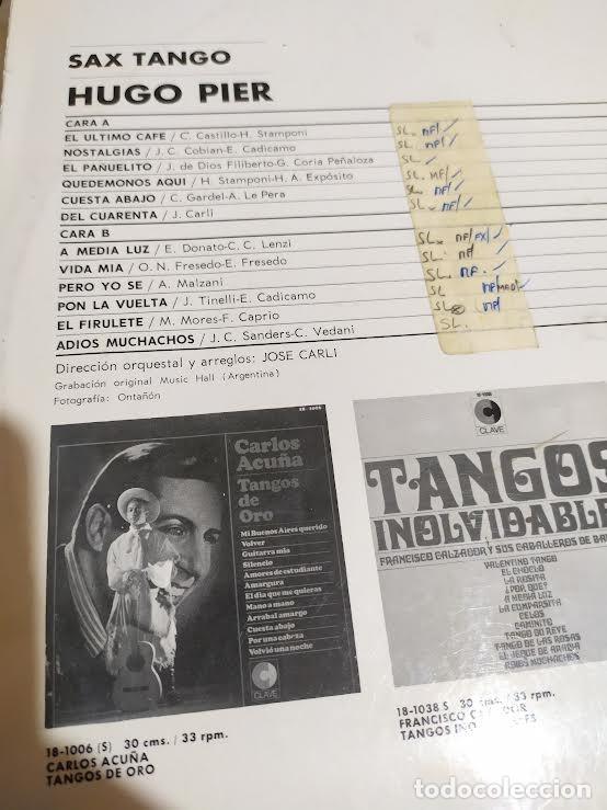 Discos de vinilo: Hugo Pier - Sax Tango (LP Vinilo) - Foto 3