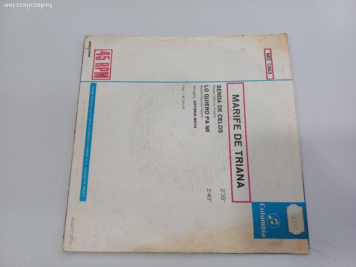 Discos de vinilo: MARIFE DE TRIANA/SENDA DE CELOS/SINGLE. - Foto 3