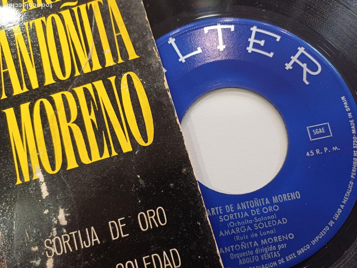 Discos de vinilo: ANTO&Ntilde;ITA MORENO/SORTIJA DE ORO/SINGLE. - Foto 2