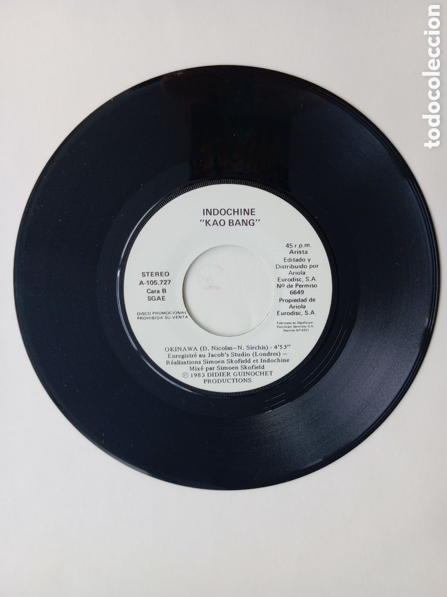 Discos de vinilo: Indochine. Kao bang. Single - Foto 3