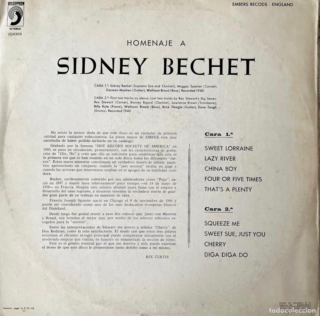 Discos de vinilo: SIDNEY BECHET. HOMENAJE A SIDNEY BECHET. LP ORIGINAL ESPA&Ntilde;A - Foto 2