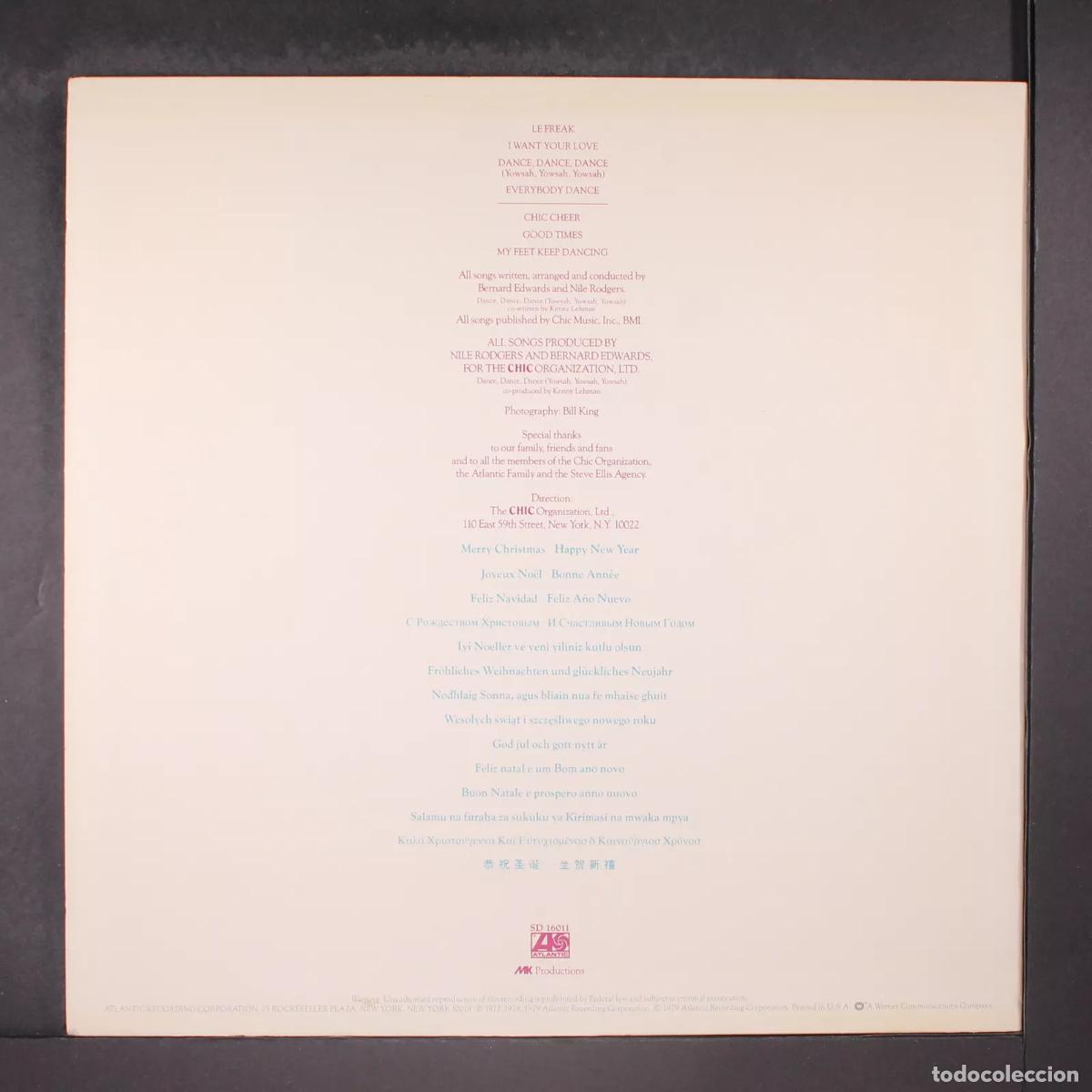 Discos de vinilo: CHIC, Les Plus Grands Succes De Chic (Chics Greatest killer funky, org edit usa + INSERT, impecable - Foto 7