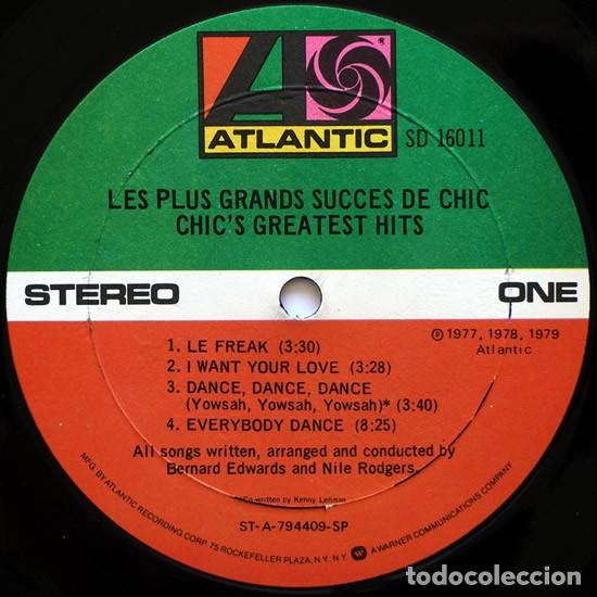 Discos de vinilo: CHIC, Les Plus Grands Succes De Chic (Chics Greatest killer funky, org edit usa + INSERT, impecable - Foto 9