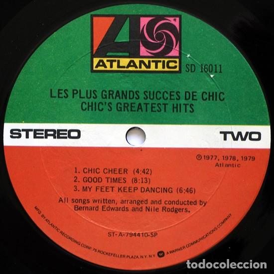Discos de vinilo: CHIC, Les Plus Grands Succes De Chic (Chics Greatest killer funky, org edit usa + INSERT, impecable - Foto 8