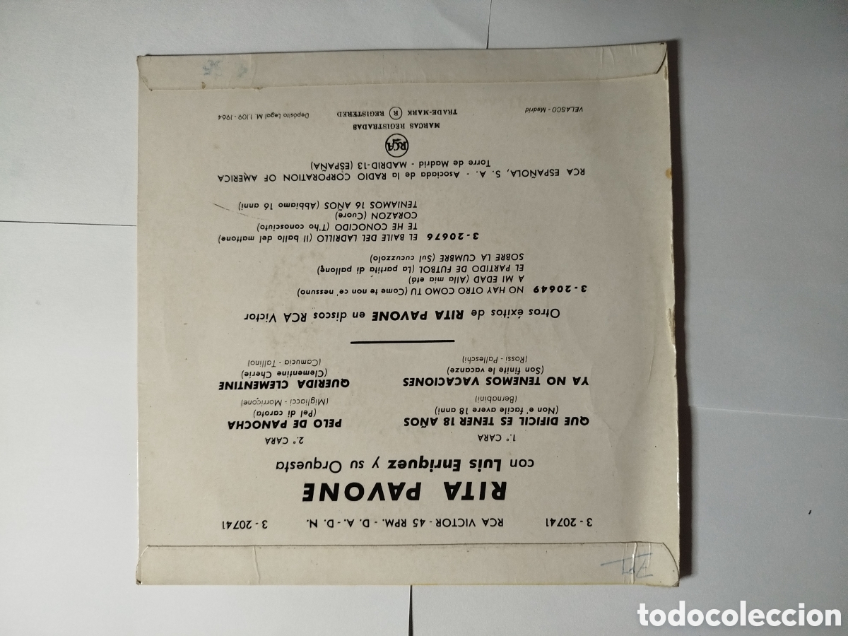 Discos de vinilo: Rita pavone 3-20741 . - Foto 2