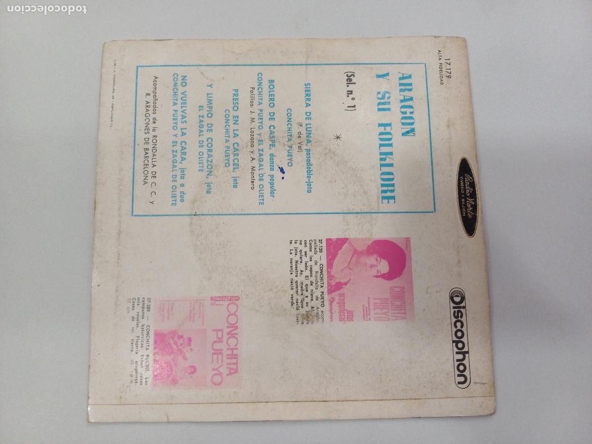 Discos de vinilo: ARAGON Y SU FOLKLORE/CONCHITA PUEYO/SINGLE. - Foto 3
