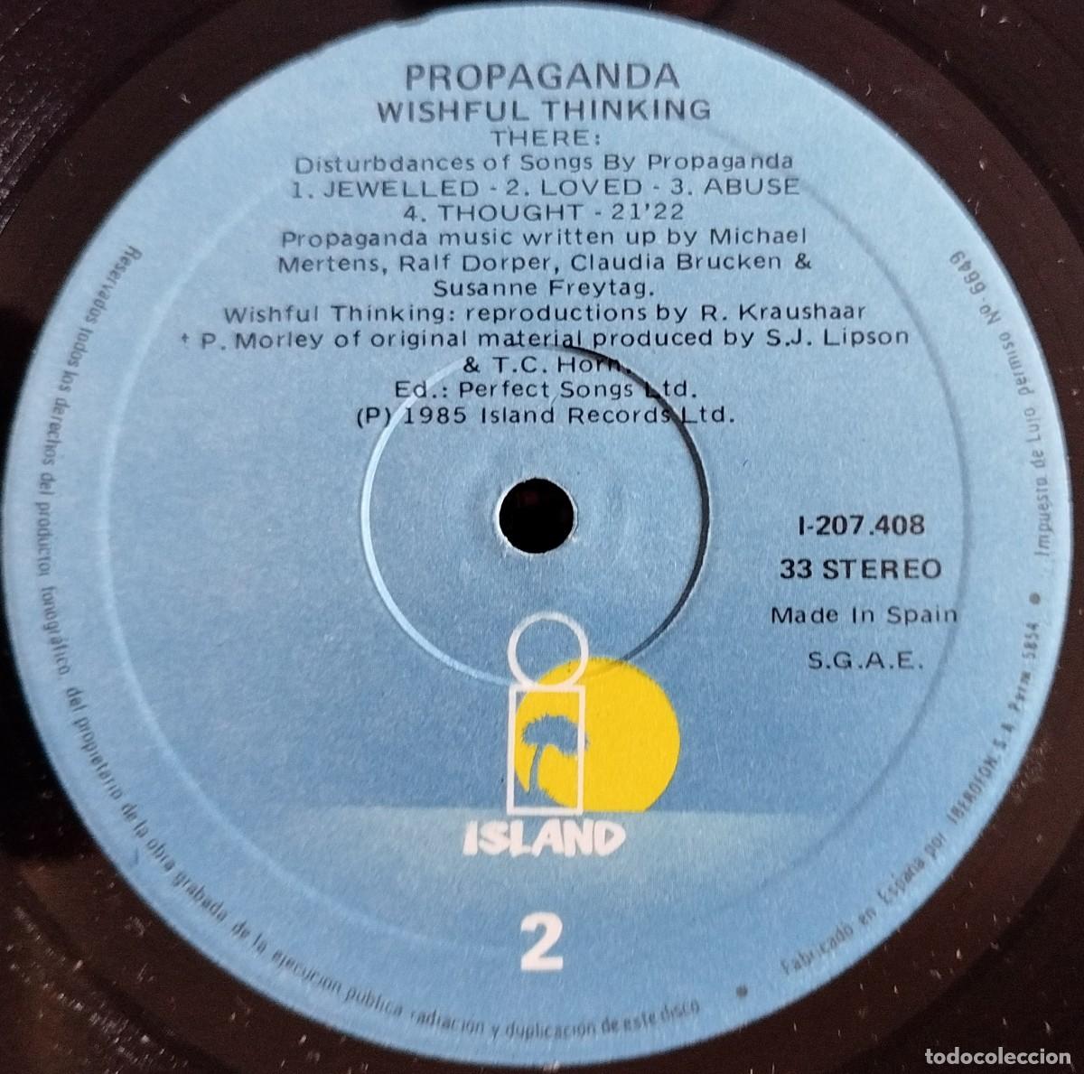 Discos de vinilo: PROPAGANDA ** Wishful Thinking ** VINILO LP 1986 - Foto 4