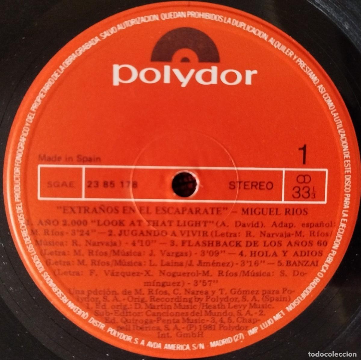 Discos de vinilo: MIGUEL RIOS ** Extra&ntilde;os En El Escaparate ** VINILO LP 1981 - Foto 3