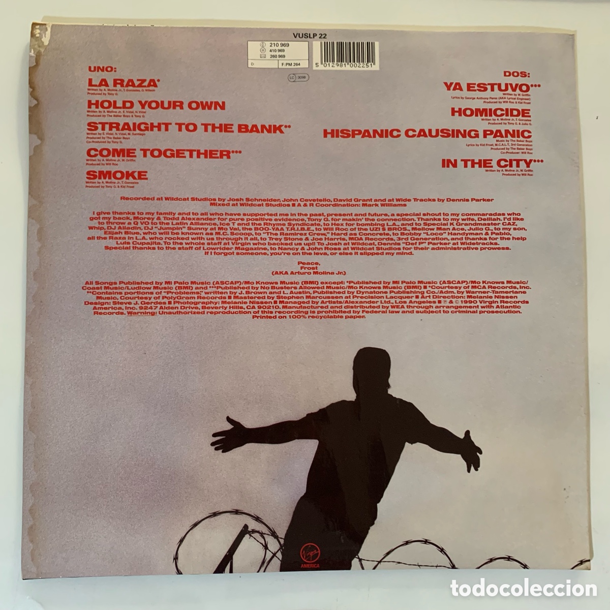 Discos de vinilo: Lote lp Kid Frost - Hispanic Causing Panic y maxi 12&rsquo;&rsquo; la raza - Foto 2