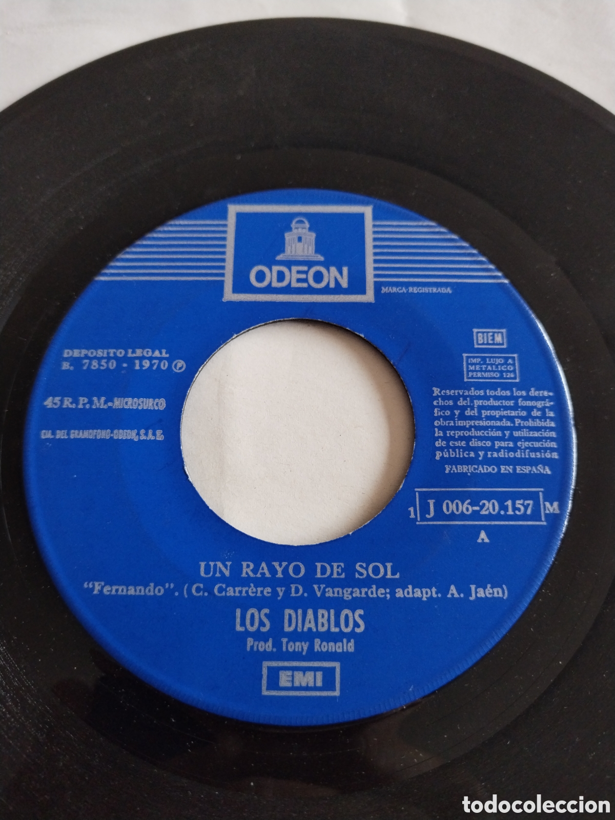 Discos de vinilo: Disco vinilo Los Diablos Un rayo de sol 1970 EMI odeon - Foto 2