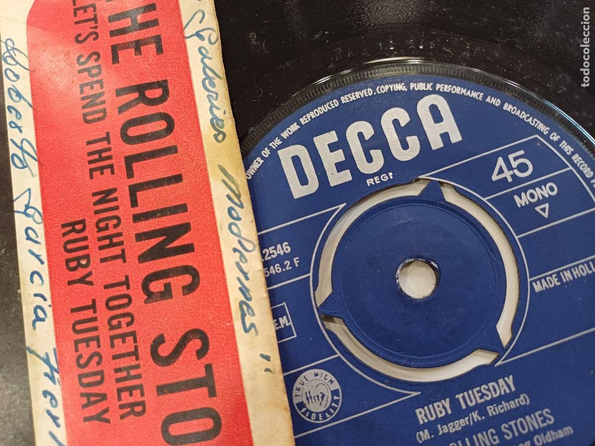 Discos de vinilo: THE ROLLING STONES/LETS SPEND THE NIGHT TOGETHER/SINGLE. - Foto 2