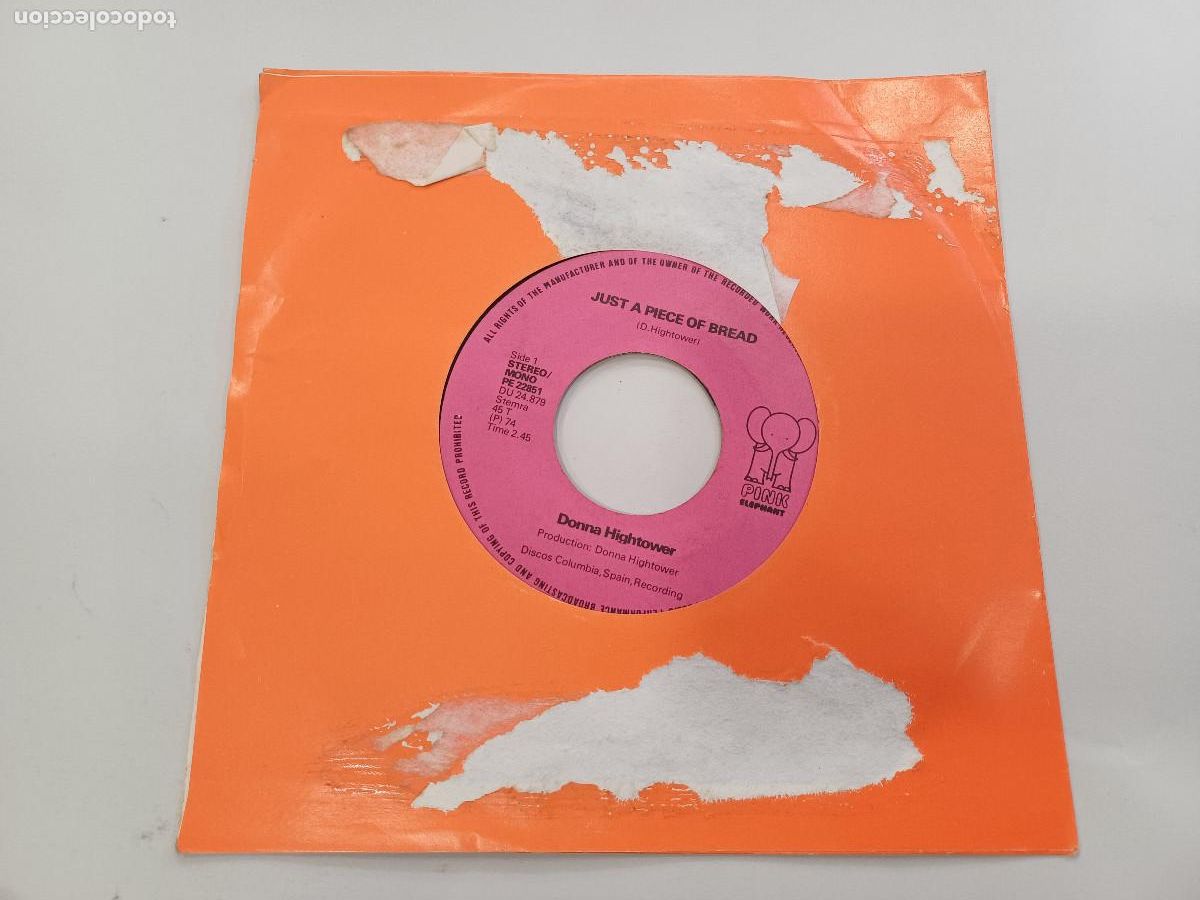 Discos de vinilo: DONNA HIGHTOWER/JUST A PIECE OF BREAD/SINGLE. - Foto 4