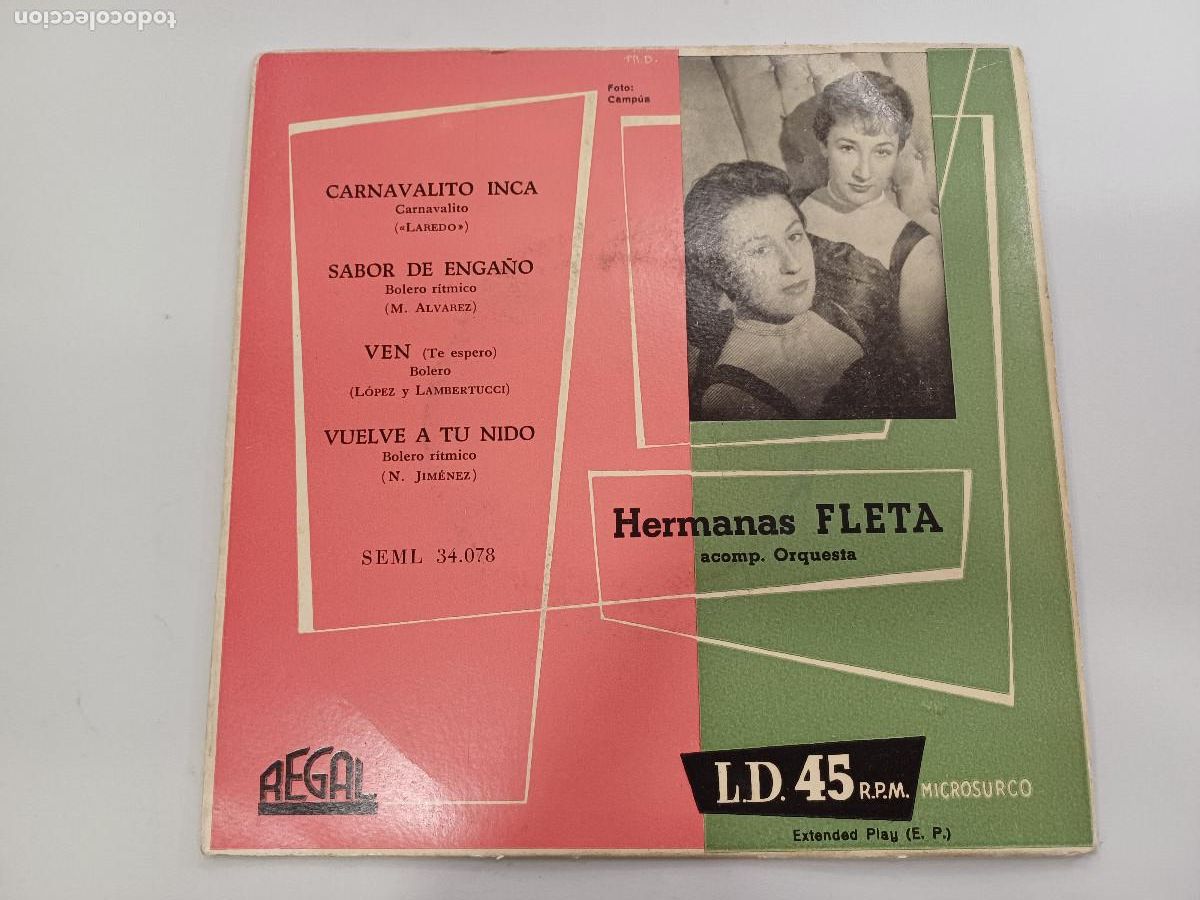 Discos de vinilo: HERMANAS FLETA/CARNAVALITO INCA/SINGLE. - Foto 1