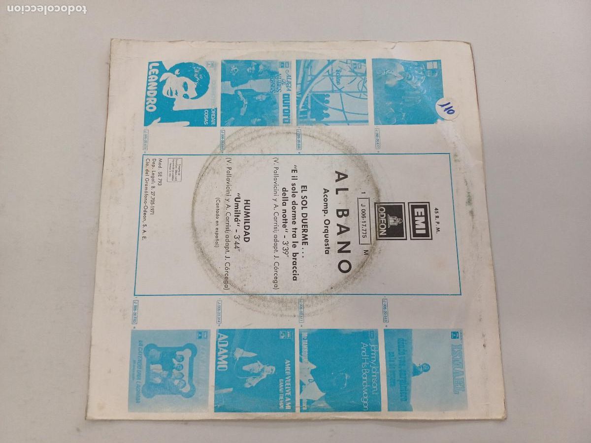 Discos de vinilo: AL BANO/EL SOL DUERME/SINGLE. - Foto 3