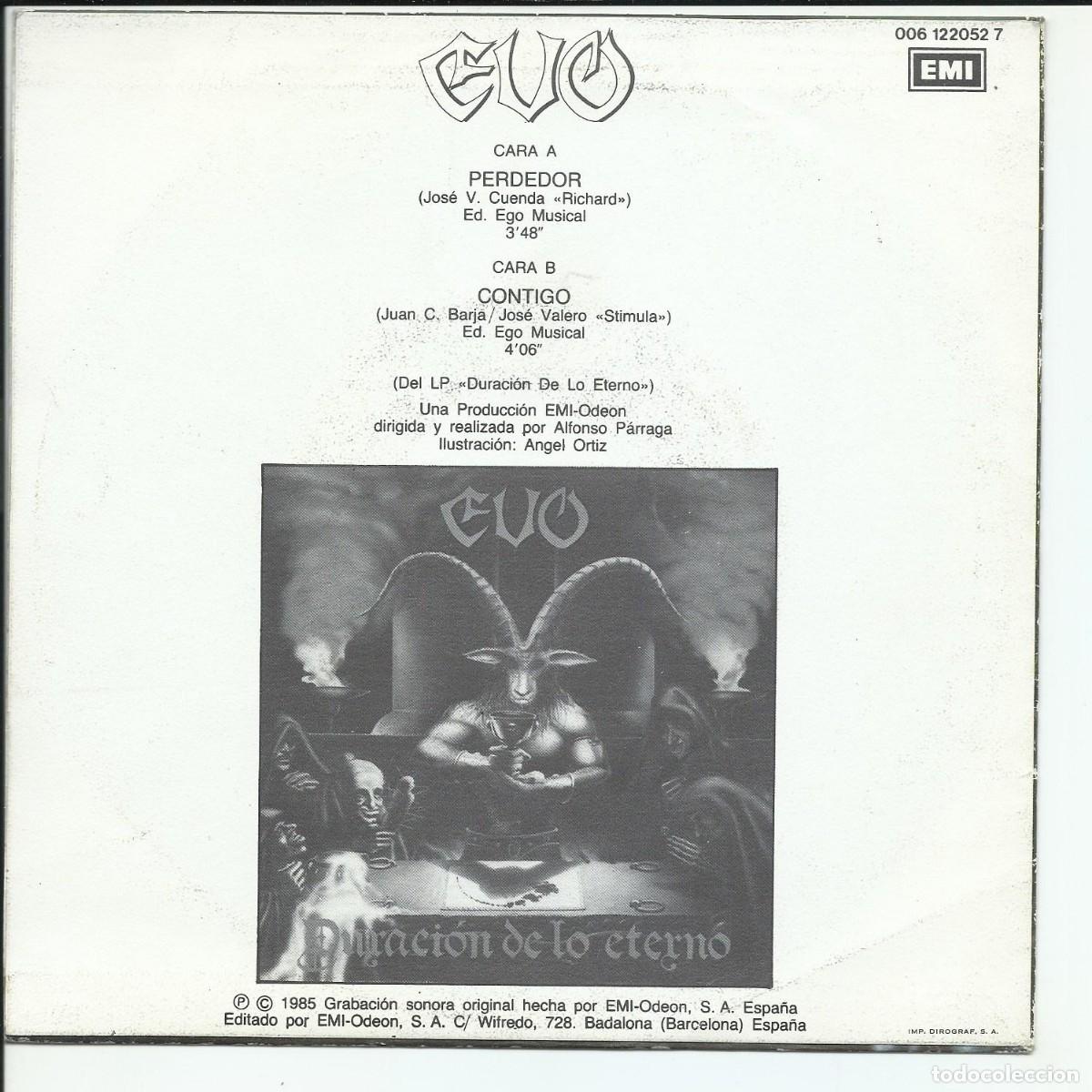 Discos de vinilo: Evo.- Perdedor Single EMI &lrm; 006 122052 7 Espa&ntilde;a 1985 - Foto 2