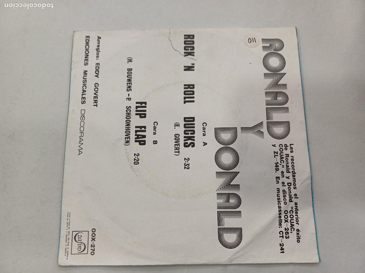 Discos de vinilo: RONALD Y DONALD/ROCK N ROLL DUCKS/SINGLE. - Foto 3