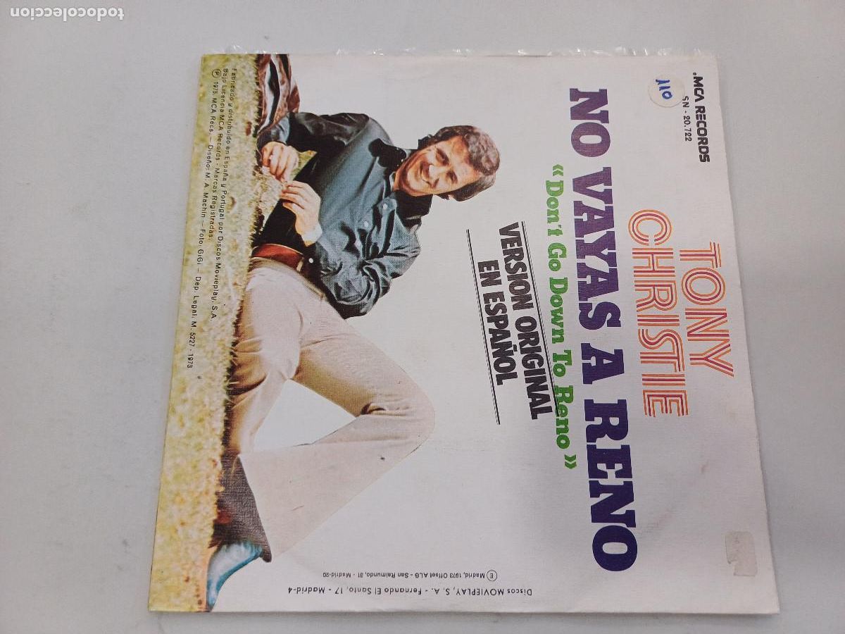 Discos de vinilo: TONY CHRISTIE/VAYAS A RENO/SINGLE. - Foto 3