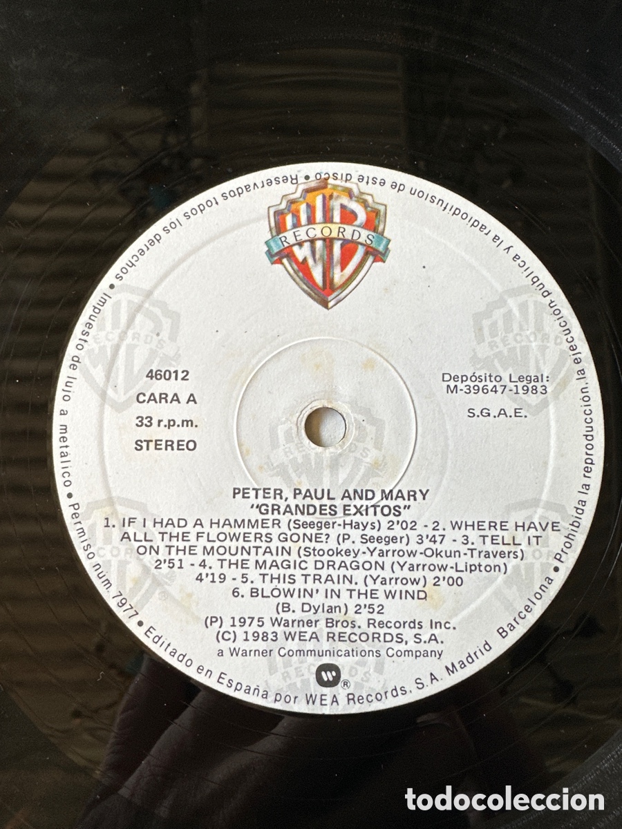Discos de vinilo: PETER PAUL AND MARY - GRANDES EXITOS - LP - Foto 3