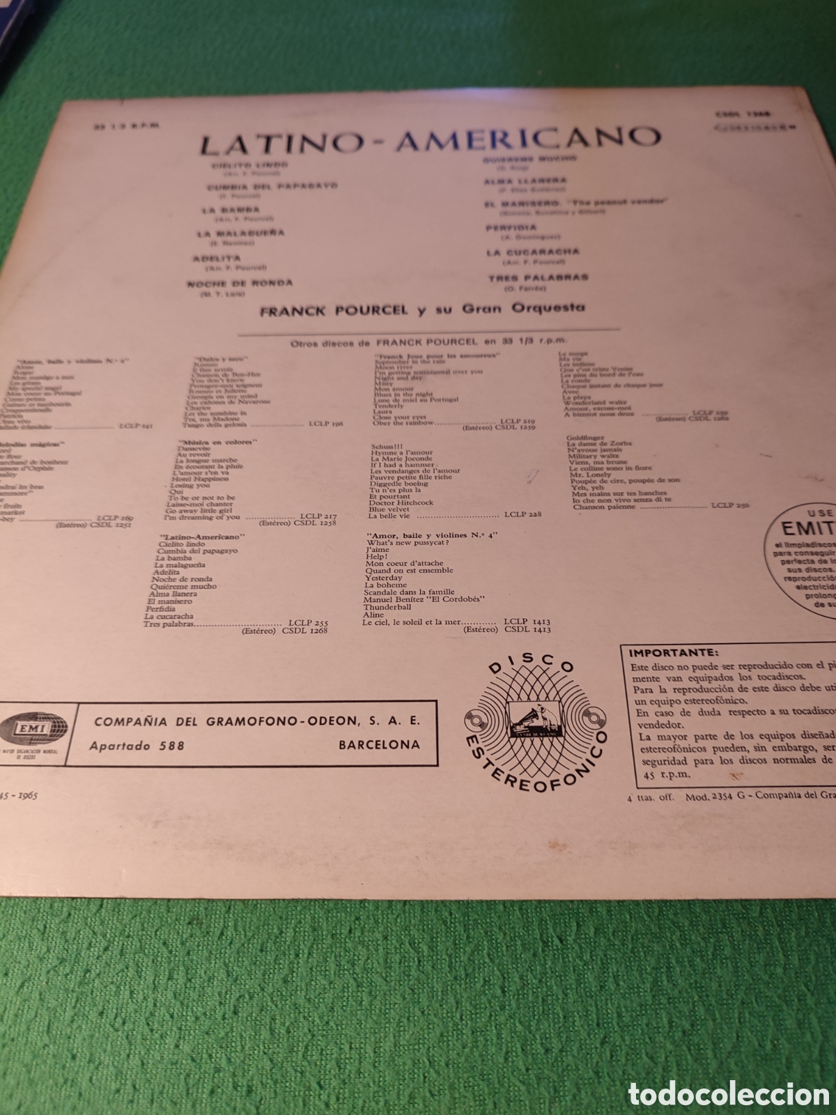 Discos de vinilo: Frank Pourcel - Latino americano Vinilo - Foto 2