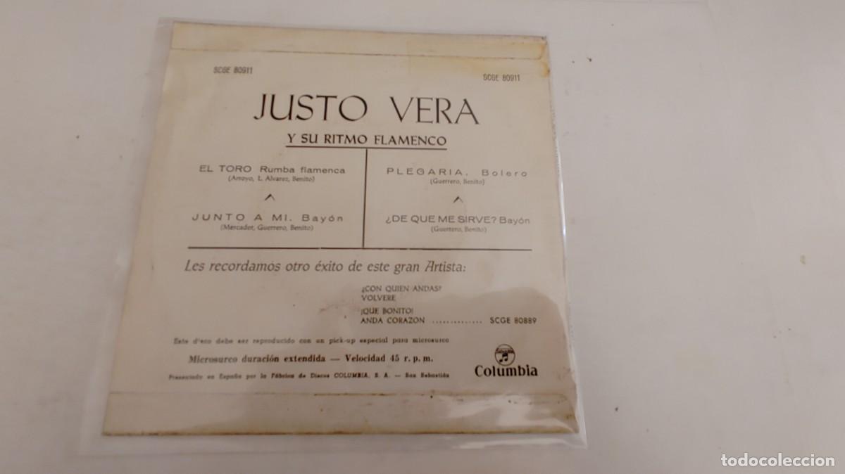Discos de vinilo: JUSTO VERA-EP EL TORO +3 - Foto 2